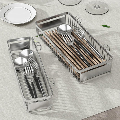 Drawer Silverware Organizer, Utensil Mesh Organizer for Chopsticks/Spoon/Fork/Knife, SUS304 Stainless Steel Drawer Utensil Drying Rack