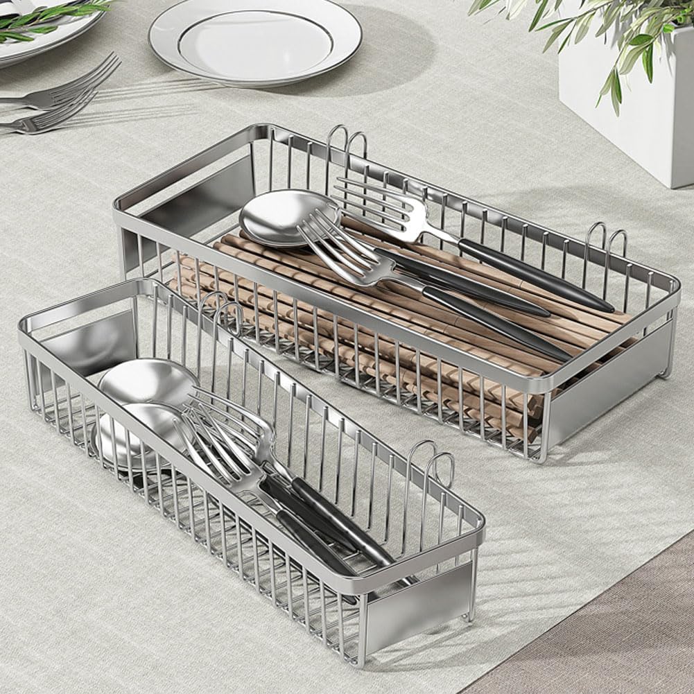 Drawer Silverware Organizer, Utensil Mesh Organizer for Chopsticks/Spoon/Fork/Knife, SUS304 Stainless Steel Drawer Utensil Drying Rack