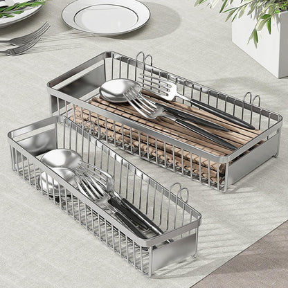 Drawer Silverware Organizer, Utensil Mesh Organizer for Chopsticks/Spoon/Fork/Knife, SUS304 Stainless Steel Drawer Utensil Drying Rack