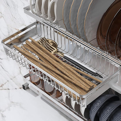 Drawer Silverware Organizer, Utensil Mesh Organizer for Chopsticks/Spoon/Fork/Knife, SUS304 Stainless Steel Drawer Utensil Drying Rack