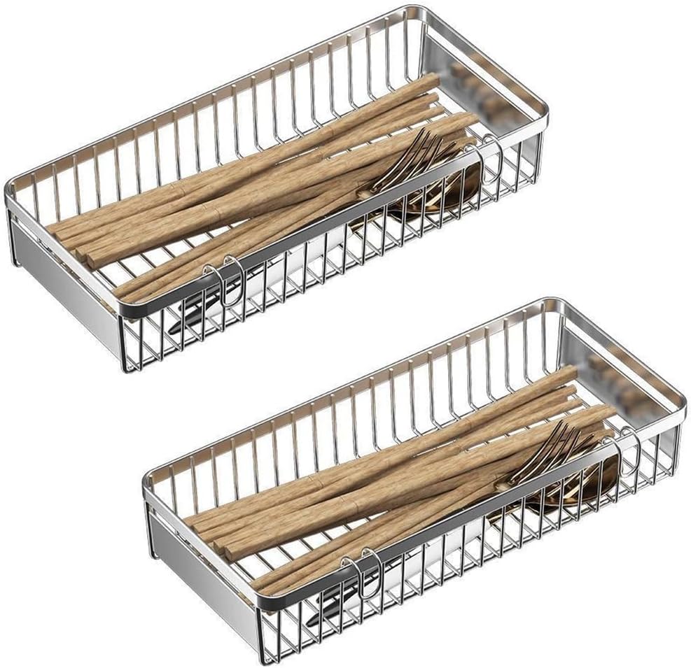 Drawer Silverware Organizer, Utensil Mesh Organizer for Chopsticks/Spoon/Fork/Knife, SUS304 Stainless Steel Drawer Utensil Drying Rack