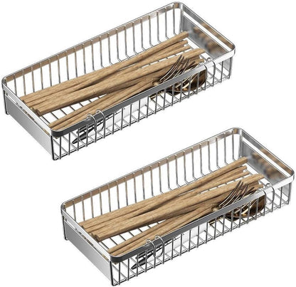 Drawer Silverware Organizer, Utensil Mesh Organizer for Chopsticks/Spoon/Fork/Knife, SUS304 Stainless Steel Drawer Utensil Drying Rack