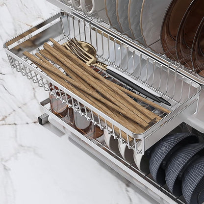 Drawer Silverware Organizer, Utensil Mesh Organizer for Chopsticks/Spoon/Fork/Knife, SUS304 Stainless Steel Drawer Utensil Drying Rack