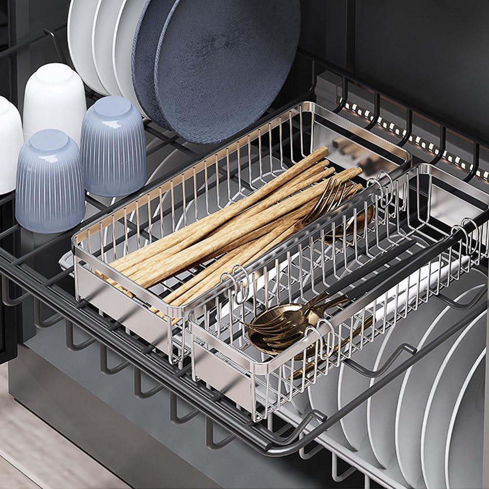Drawer Silverware Organizer, Utensil Mesh Organizer for Chopsticks/Spoon/Fork/Knife, SUS304 Stainless Steel Drawer Utensil Drying Rack