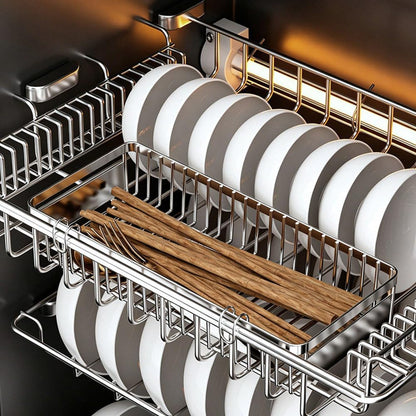 Drawer Silverware Organizer, Utensil Mesh Organizer for Chopsticks/Spoon/Fork/Knife, SUS304 Stainless Steel Drawer Utensil Drying Rack