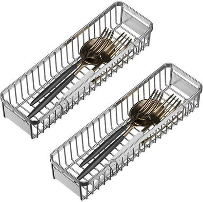 Drawer Silverware Organizer, Utensil Mesh Organizer for Chopsticks/Spoon/Fork/Knife, SUS304 Stainless Steel Drawer Utensil Drying Rack