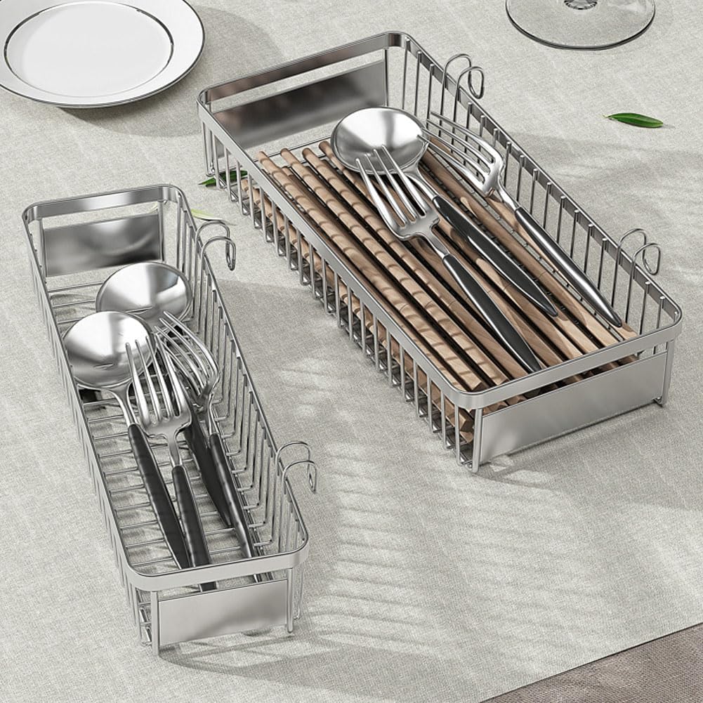 Drawer Silverware Organizer, Utensil Mesh Organizer for Chopsticks/Spoon/Fork/Knife, SUS304 Stainless Steel Drawer Utensil Drying Rack