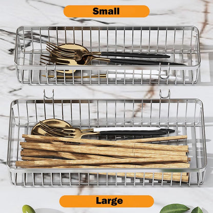 Drawer Silverware Organizer, Utensil Mesh Organizer for Chopsticks/Spoon/Fork/Knife, SUS304 Stainless Steel Drawer Utensil Drying Rack