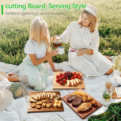 Book Cutting Board Set - Food Safe, Non-Slip Chopping Boards for Kitchen Organization and Stylish Serving,Acacia Wood