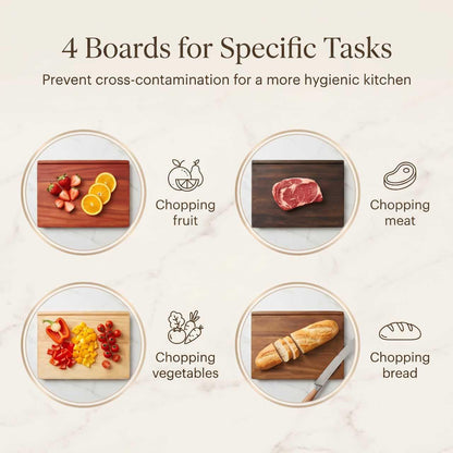 Book Cutting Board Set - Food Safe, Non-Slip Chopping Boards for Kitchen Organization and Stylish Serving,Acacia Wood