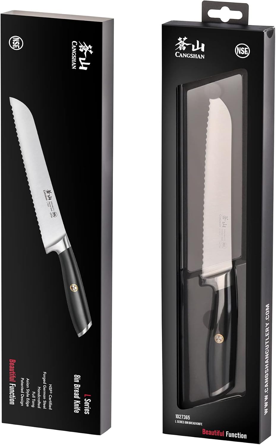 Cangshan L Series 8-Inch Bread Knife, German Steel Forged, 1027365
