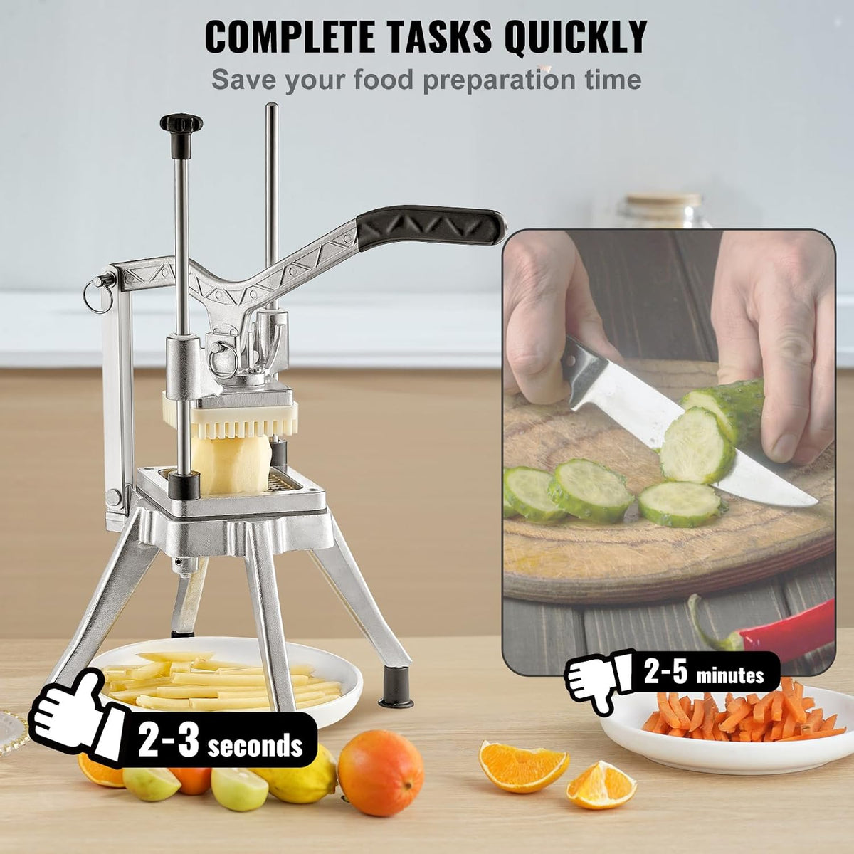 Commercial French Fry Cutter, 4 Blades Lever Vegetable Chopper