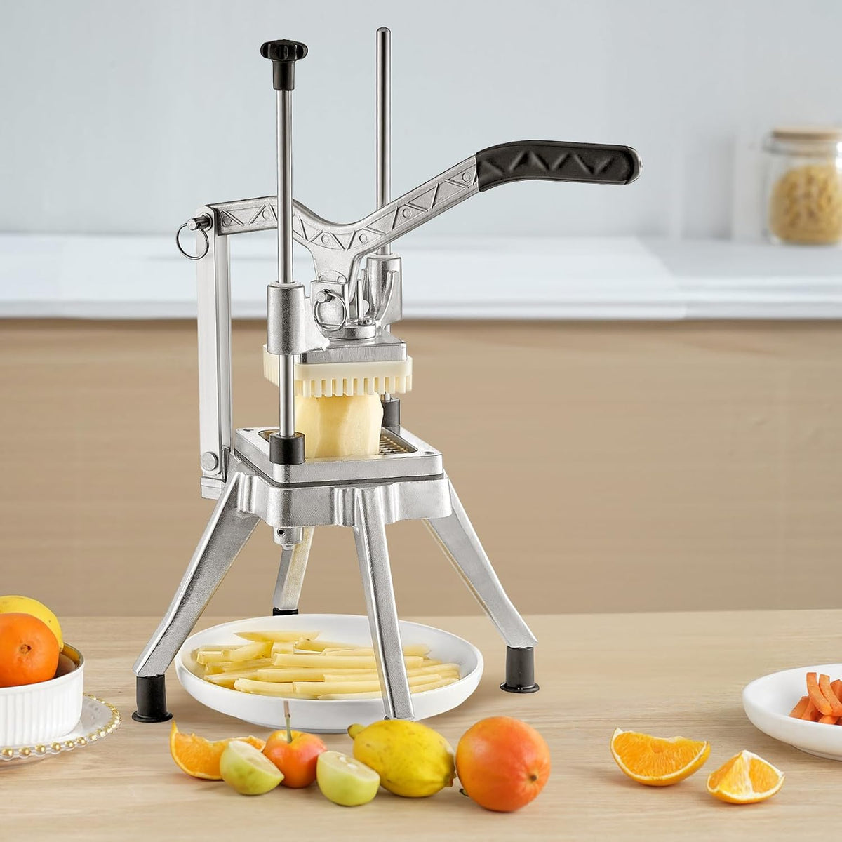 Commercial French Fry Cutter, 4 Blades Lever Vegetable Chopper