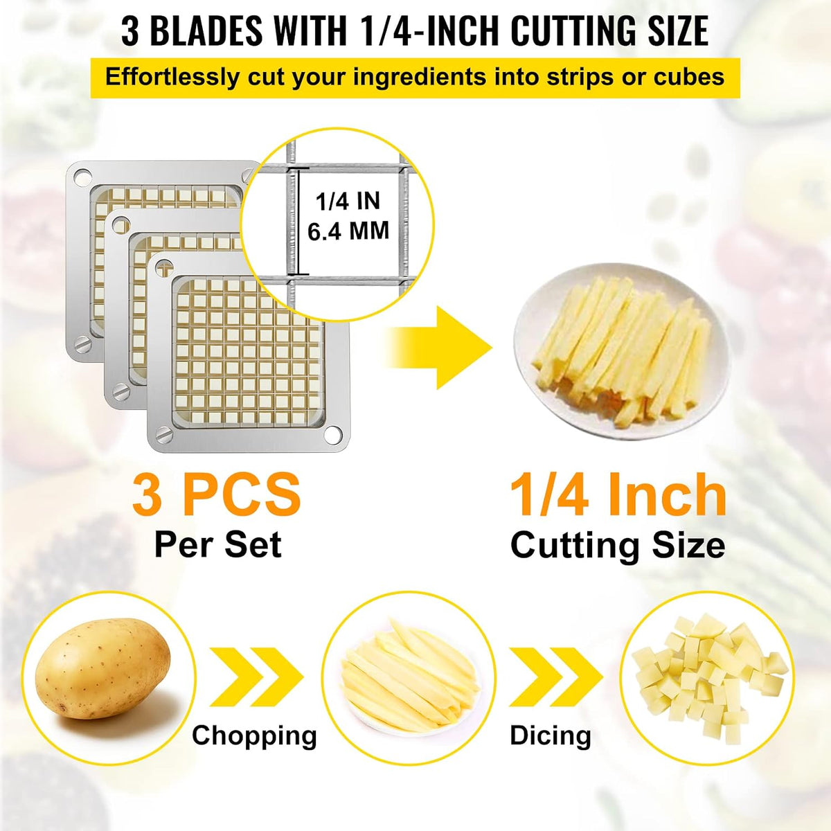 Commercial French Fry Cutter, 4 Blades Lever Vegetable Chopper