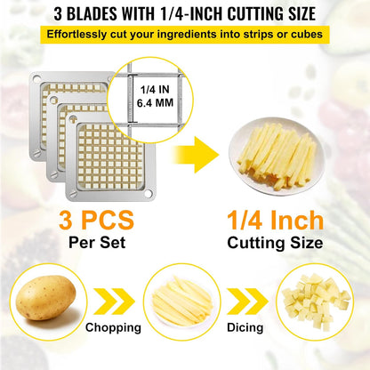 Commercial French Fry Cutter, 4 Blades Lever Vegetable Chopper