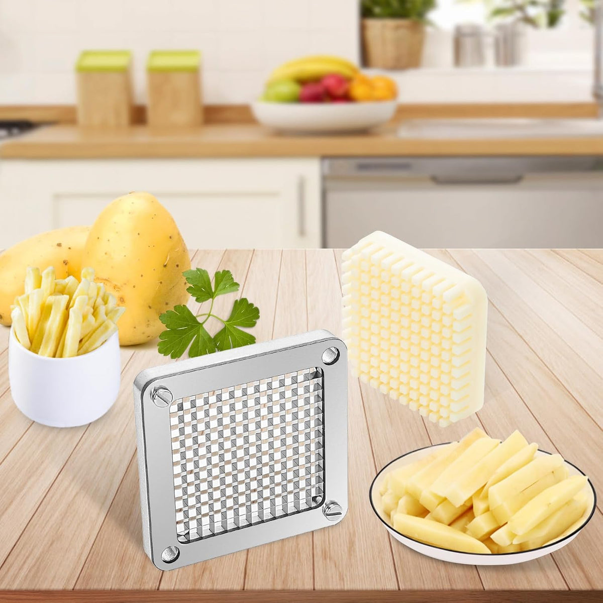 Commercial French Fry Cutter, 4 Blades Lever Vegetable Chopper
