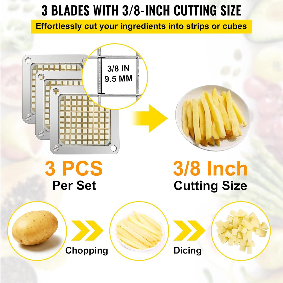 Commercial French Fry Cutter, 4 Blades Lever Vegetable Chopper