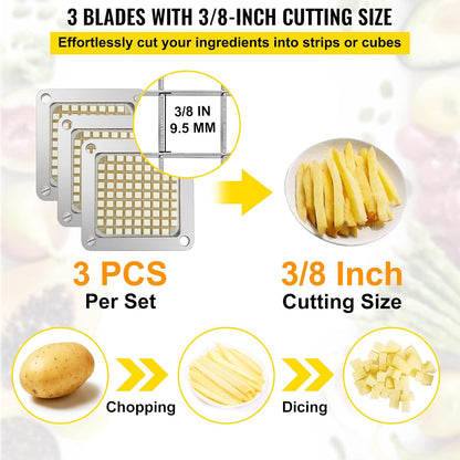 Commercial French Fry Cutter, 4 Blades Lever Vegetable Chopper