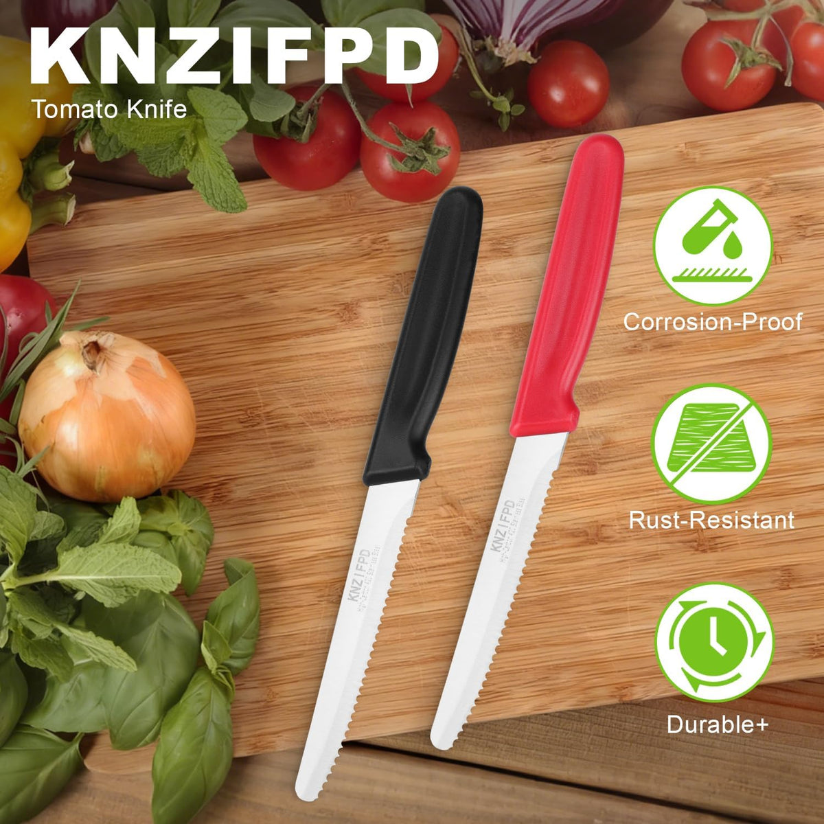 2 Pcs Tomato Knives, Sharp Serrated Knife for Steak and Bread, Soft Fruits