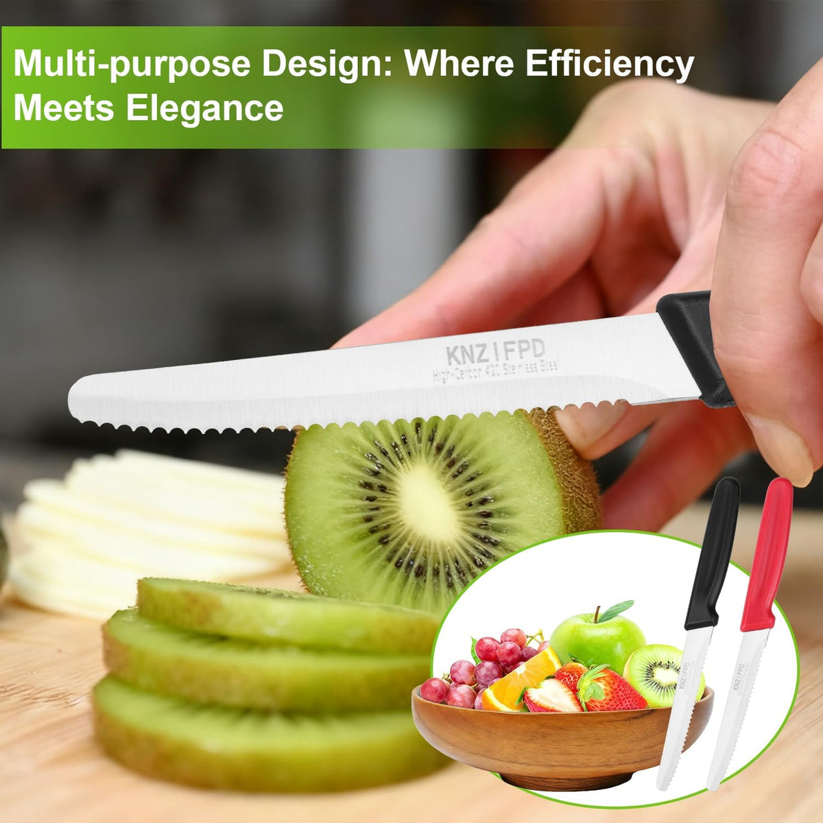 2 Pcs Tomato Knives, Sharp Serrated Knife for Steak and Bread, Soft Fruits