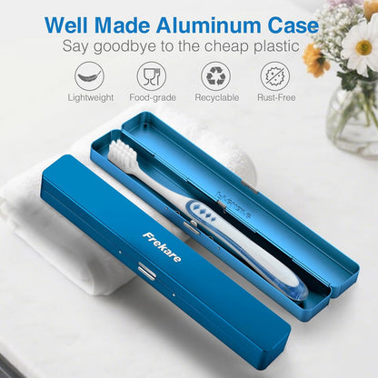 Toothbrush Travel Case Aluminum, Manual Tooth Brush Holder for Traveling, Portable Toothbrush Container for Bathroom, Camping, Business Trip, School (Black)