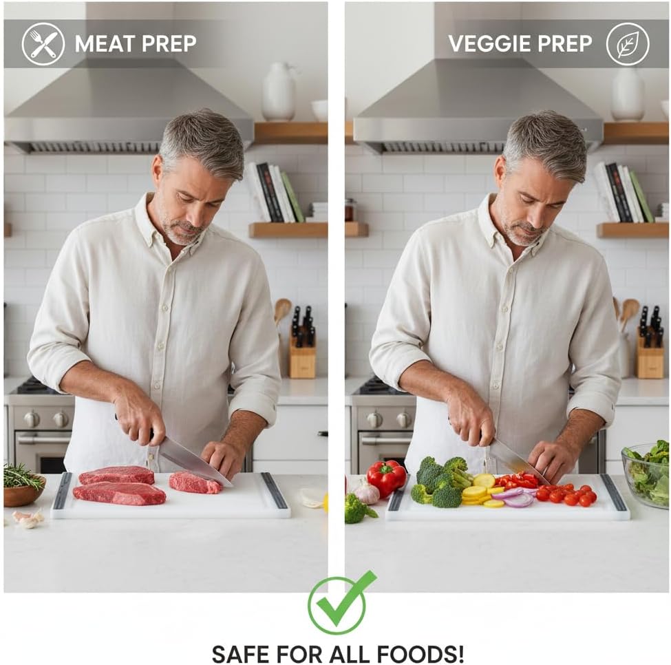 Non Slip Cutting Board 3 Pack Set for Kitchens with Groove - BPA Free and Dishwasher Safe with 16, 12 and 10 Inch Sizes