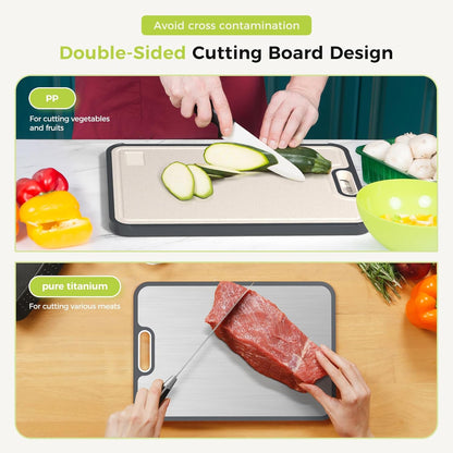 Cutting Board for Kitchen, Cutting Board Double Sided Food Grade, Pure /PP, Easy to Clean Large Size 15”×10.3”