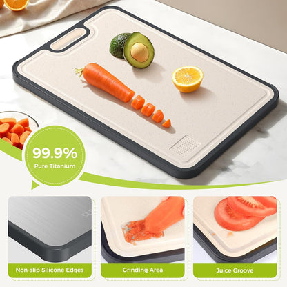 Cutting Board for Kitchen, Cutting Board Double Sided Food Grade, Pure /PP, Easy to Clean Large Size 15”×10.3”