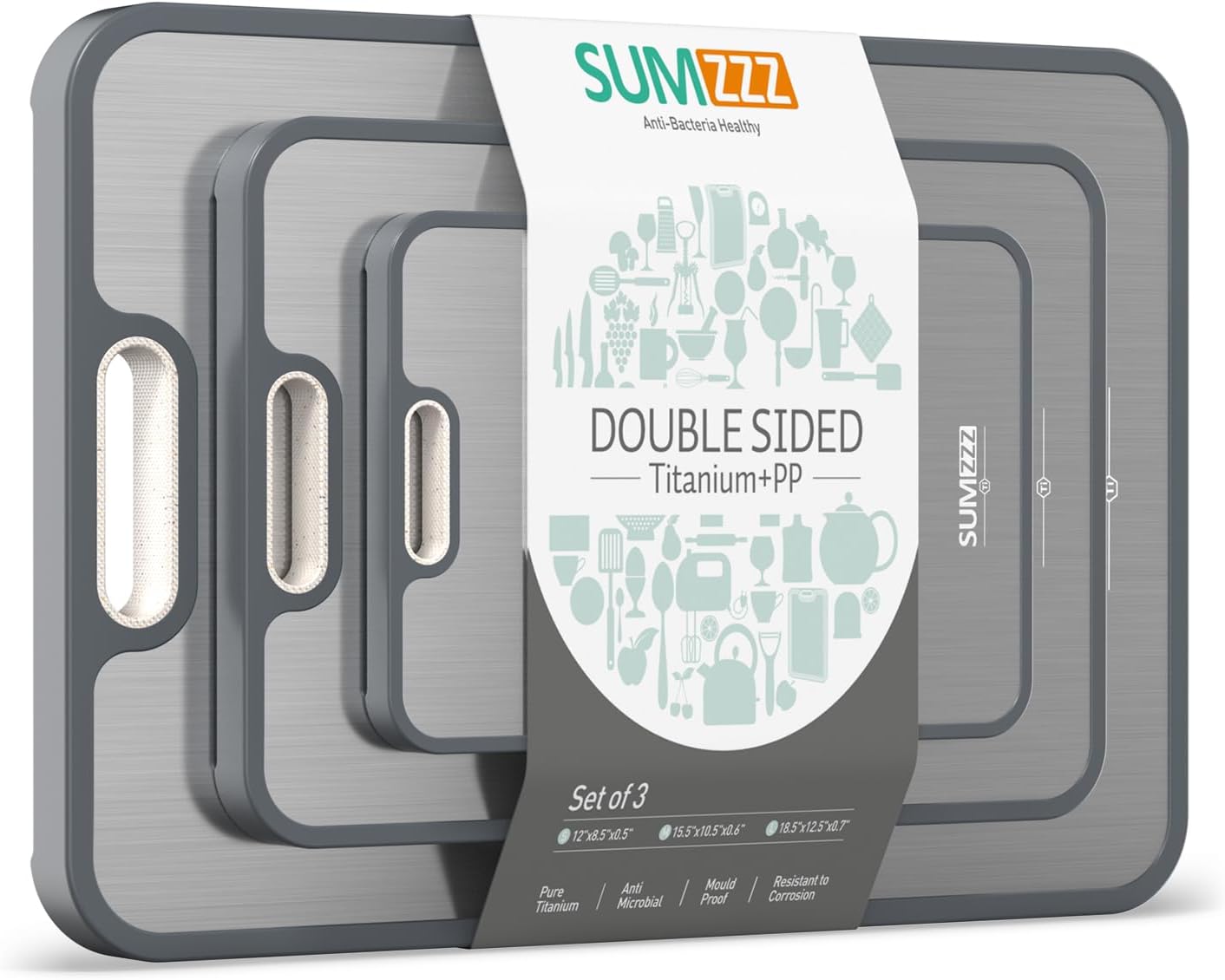 Cutting Board for Kitchen, Cutting Board Double Sided Food Grade, Pure /PP, Easy to Clean Large Size 15”×10.3”
