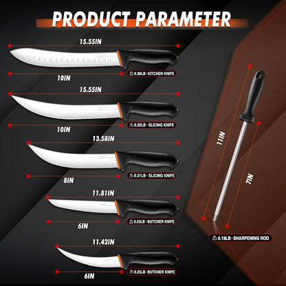 6 Inch Curved Boning Knife - Butcher Knife with Non-Slip Softgrip | High Carbon Stainless Steel, Ergonomic Non-slip Rubber Handle, Gift Box, Anti-fouling, Easy to Clean