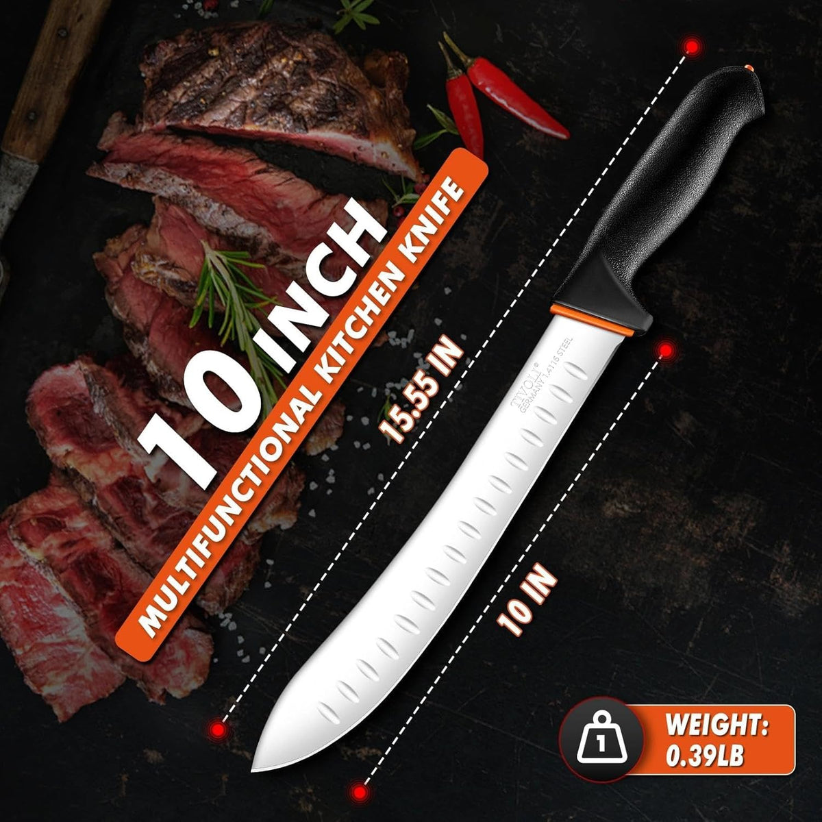 6 Inch Curved Boning Knife - Butcher Knife with Non-Slip Softgrip | High Carbon Stainless Steel, Ergonomic Non-slip Rubber Handle, Gift Box, Anti-fouling, Easy to Clean