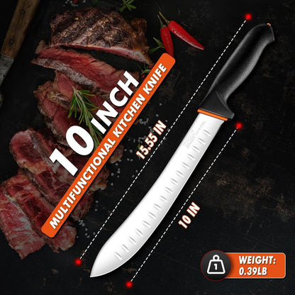 6 Inch Curved Boning Knife - Butcher Knife with Non-Slip Softgrip | High Carbon Stainless Steel, Ergonomic Non-slip Rubber Handle, Gift Box, Anti-fouling, Easy to Clean