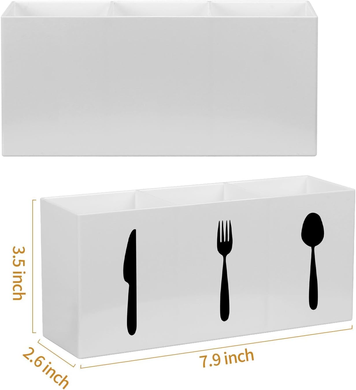 Plastic Utensil Holder, Knife Fork and Spoon Holder Silverware Caddy, Acrylic Kitchen Cutlery Storage Box, Flatware Organizer for Countertop, Indoor Outdoor Party Tableware Holder (Black)