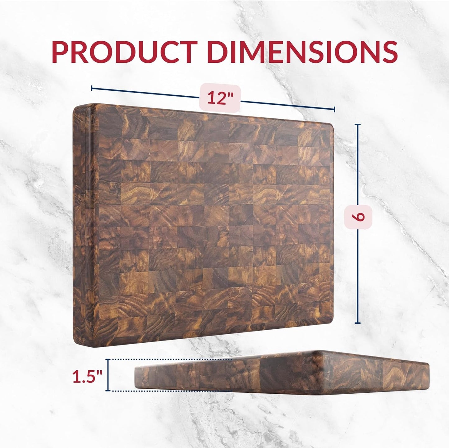 Butcher Block End Grain - Made in USA - Walnut Hardwood - Solid Wood Cutting Board