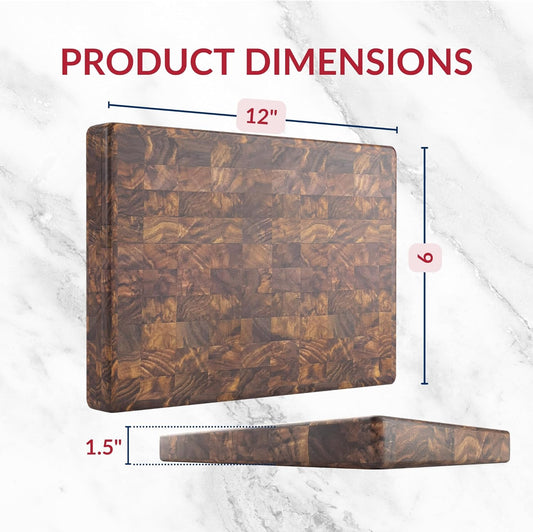 Butcher Block End Grain - Made in USA - Walnut Hardwood - Solid Wood Cutting Board