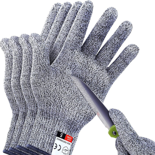 4 PCS (M+L) Cut Resistant Gloves Level 5 Protection for Kitchen, Upgrade Safety Anti Cutting Gloves for Meat Cutting