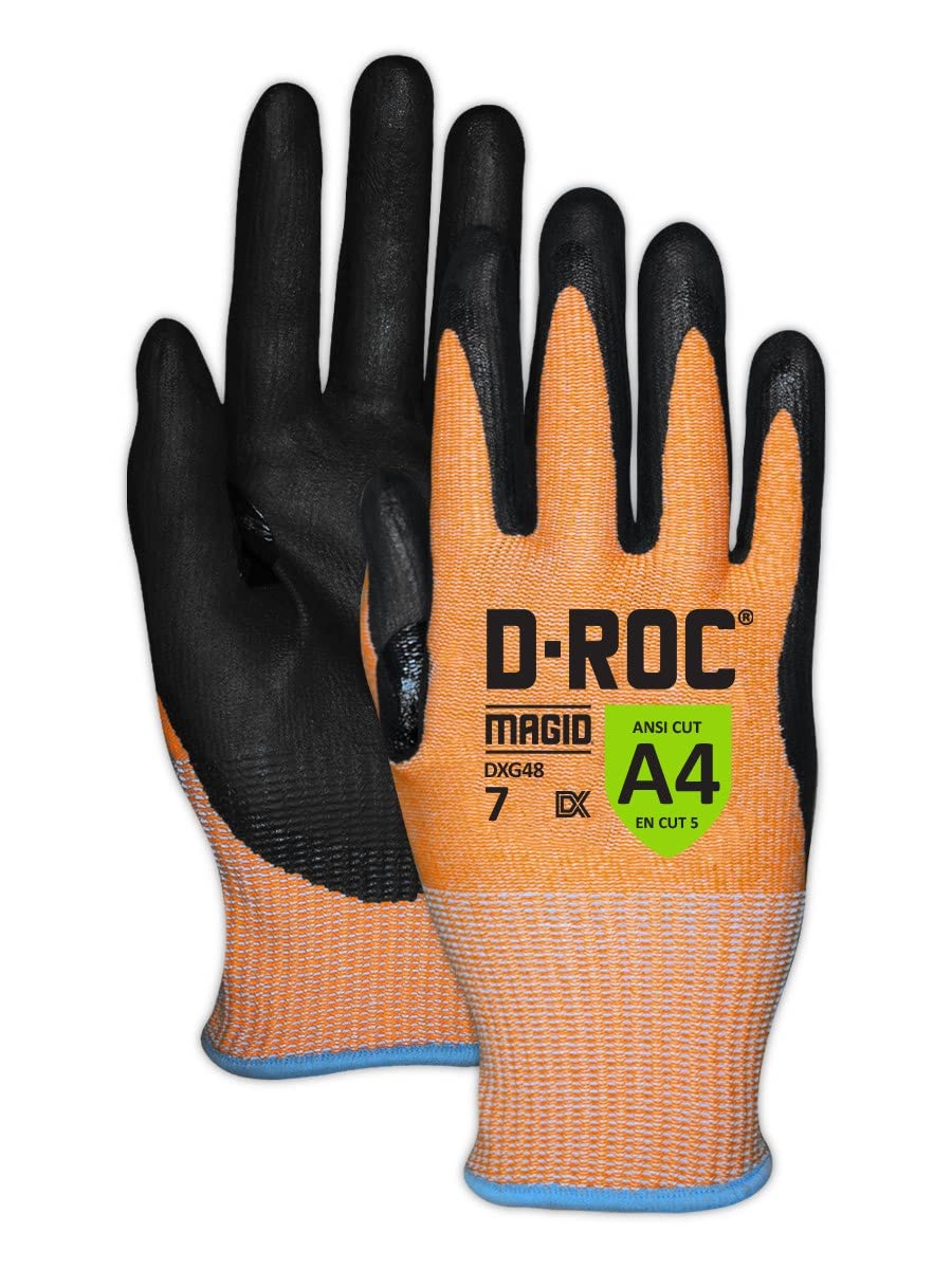 MAGID D-ROC ANSI A4 TriTek Coated Cut-Resistant Work Gloves, 1 Pairs, Size 7/Small (DXG48)