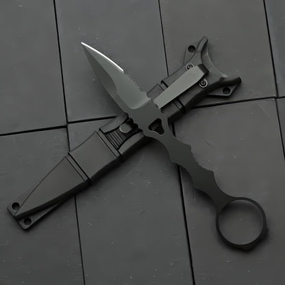 Portable 6.7 Inch 440C Fixed Blade Outdoor Camping Straight Knife With Kydex Sheath - Black