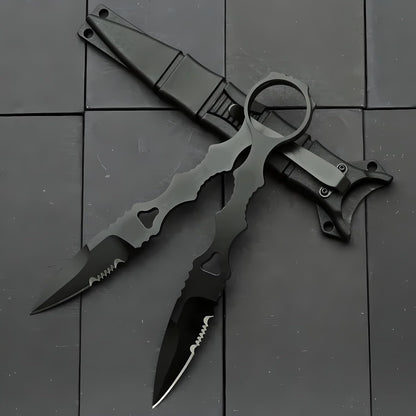 Portable 6.7 Inch 440C Fixed Blade Outdoor Camping Straight Knife With Kydex Sheath - Black