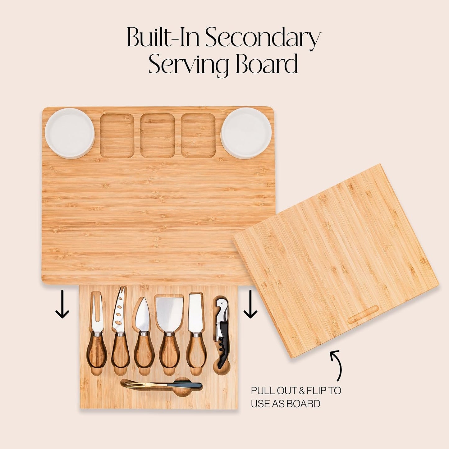 Bamboo Charcuterie Board gift Set, 12x15 in Cheese Board with 16 Accessories, Wine & Cheese Serving Platter, Gift for Housewarming, Wedding, Bridal Shower, Anniversary & Birthday for men and Women.