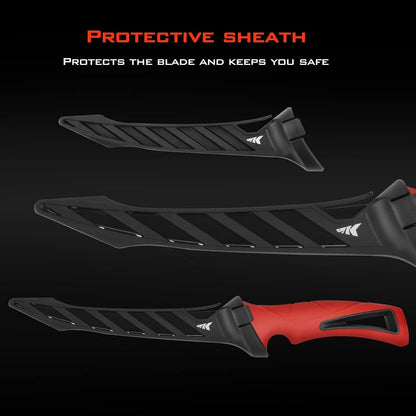 Intimidator Fillet Knife with Sharpening Steel, Ultra-Sharp G4116 German Stainless-Steel Blades, Non-Slip Handle, Protective Sheath, 9'' Fillet Knife and Honing Rod