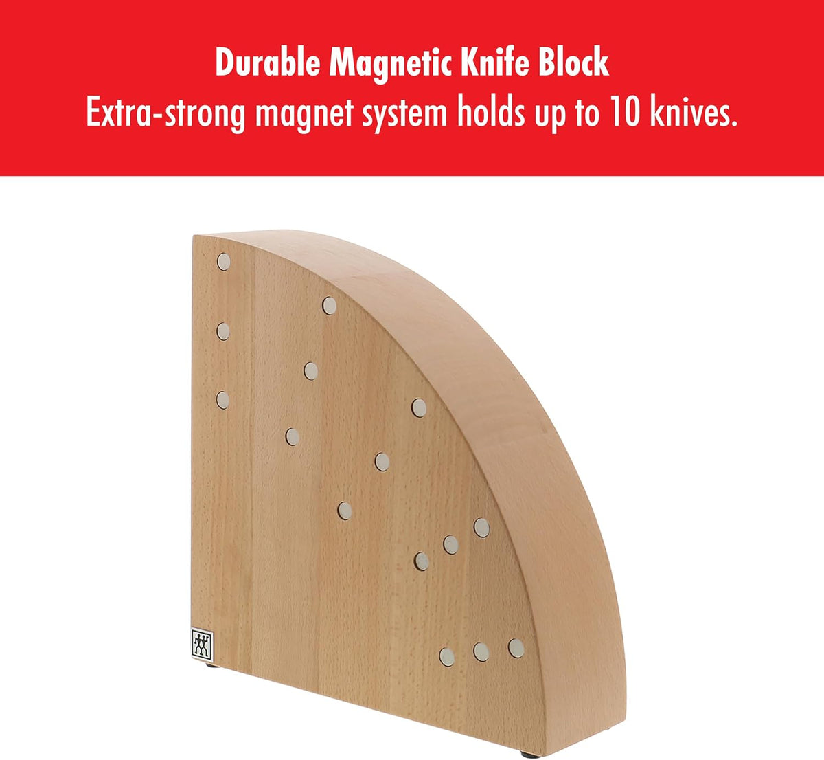 Round Magnetic Knife Block, Made in Italy, Natural Beechwood Kitchen Knife Holder, Contemporary Countertop Storage