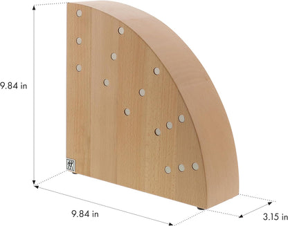 Round Magnetic Knife Block, Made in Italy, Natural Beechwood Kitchen Knife Holder, Contemporary Countertop Storage