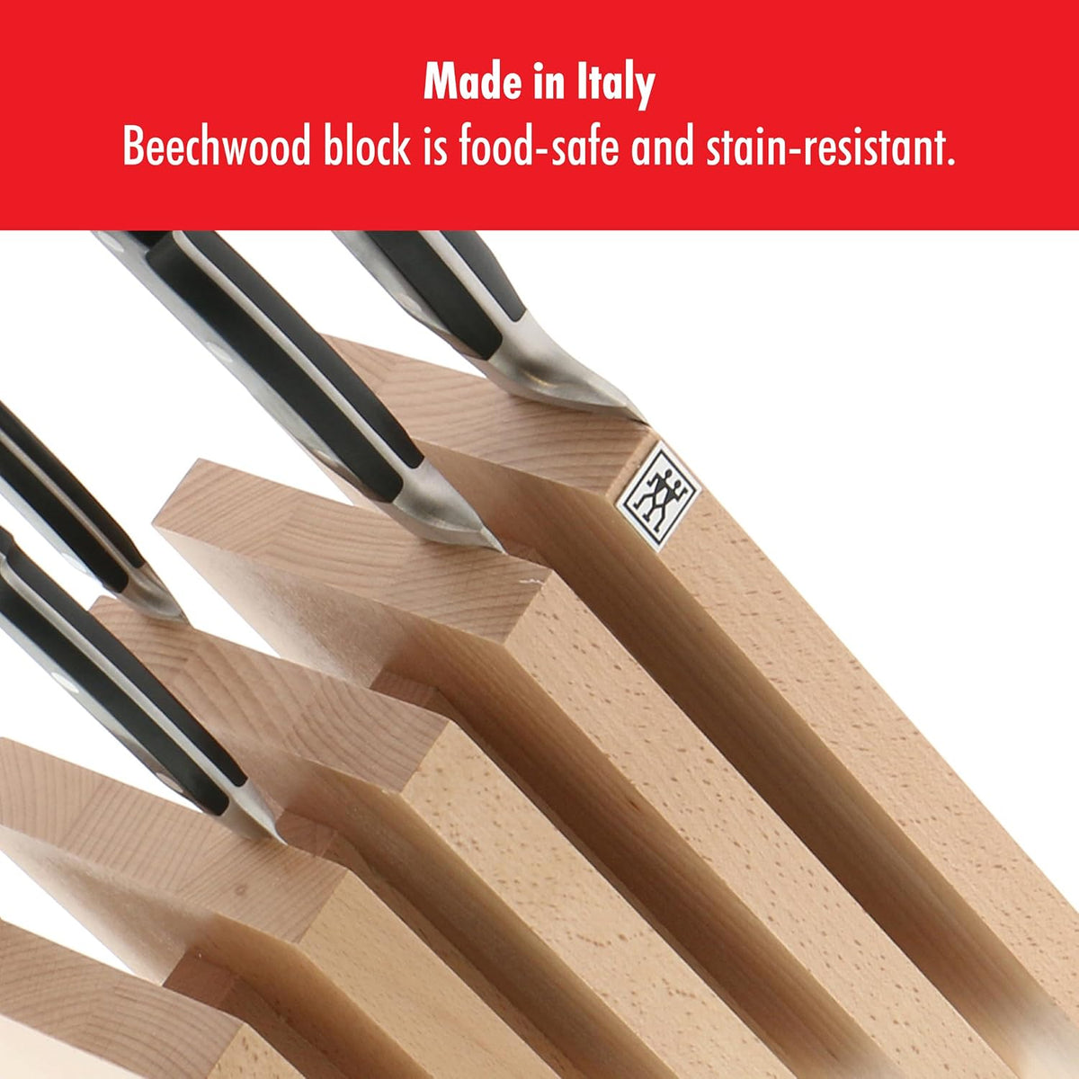 Round Magnetic Knife Block, Made in Italy, Natural Beechwood Kitchen Knife Holder, Contemporary Countertop Storage