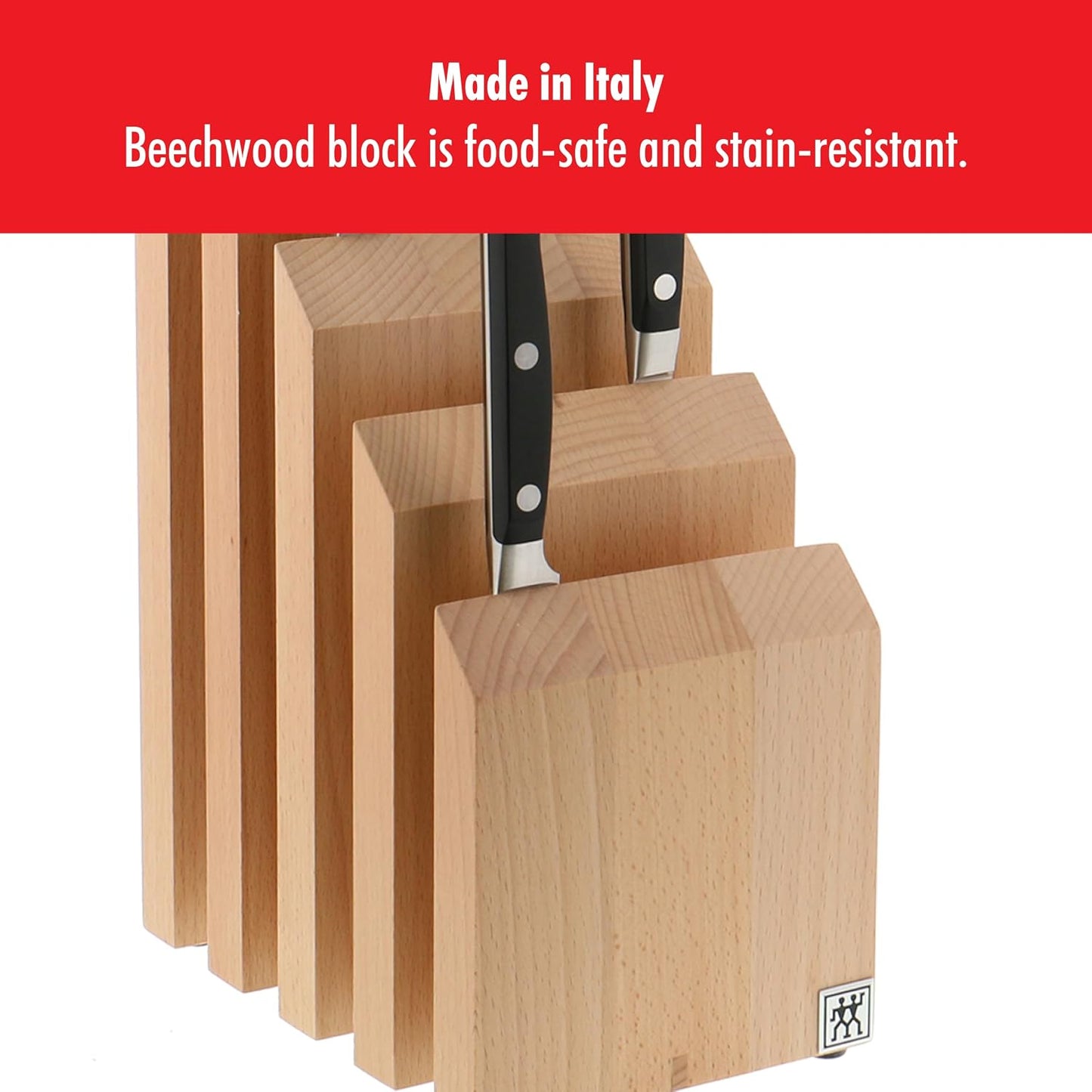 Round Magnetic Knife Block, Made in Italy, Natural Beechwood Kitchen Knife Holder, Contemporary Countertop Storage