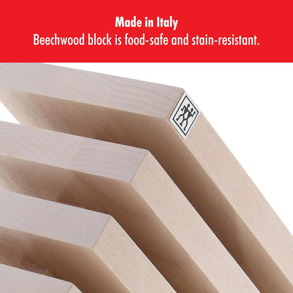 Round Magnetic Knife Block, Made in Italy, Natural Beechwood Kitchen Knife Holder, Contemporary Countertop Storage