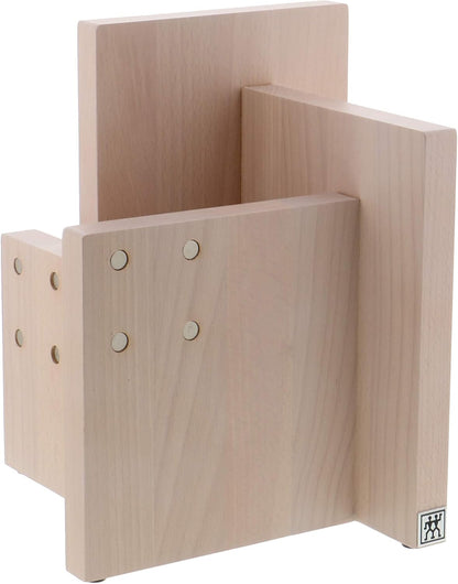 Round Magnetic Knife Block, Made in Italy, Natural Beechwood Kitchen Knife Holder, Contemporary Countertop Storage