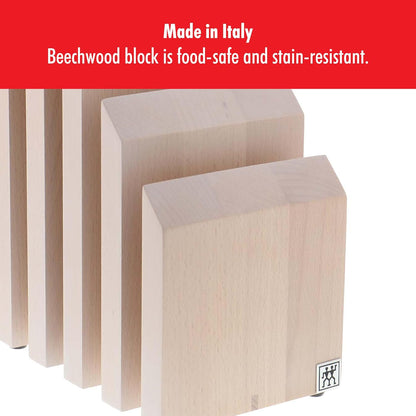 Round Magnetic Knife Block, Made in Italy, Natural Beechwood Kitchen Knife Holder, Contemporary Countertop Storage