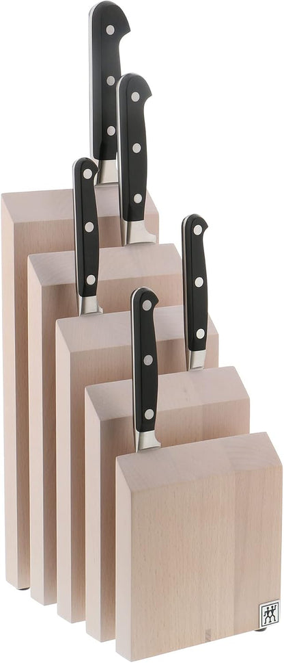 Round Magnetic Knife Block, Made in Italy, Natural Beechwood Kitchen Knife Holder, Contemporary Countertop Storage