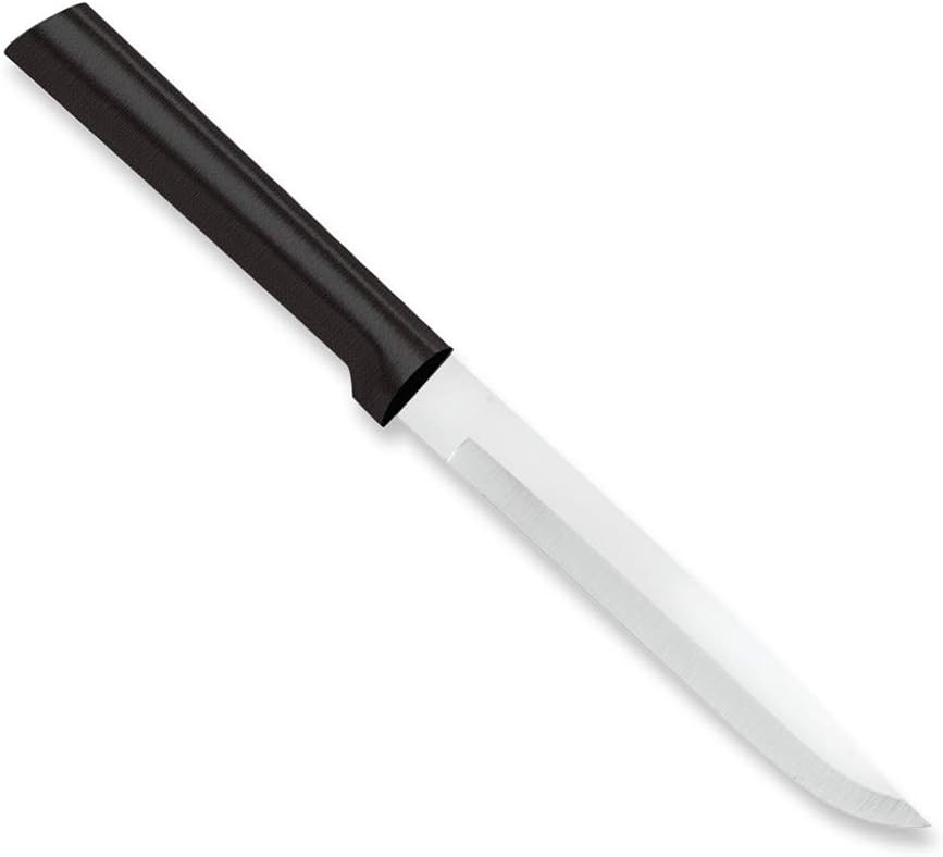 Utility Steak Knife (R104), Silver Handle | 4.88" Stainless Steel Serrated Blade, Silver Cast Aluminum Handle